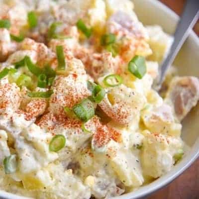 Potato salad in bowl - Great memorial day side dish!