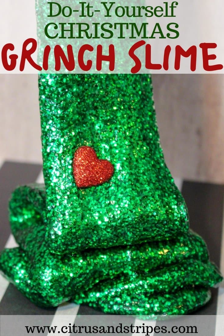 Everyone's favorite christmas movie, turned into a DIY Christmas Slime! This Christmas Grinch Slime is the perfect craft for the Christmas season! #christmas #crafts #slime #christmasslime #christmascrafts #thegrinch
