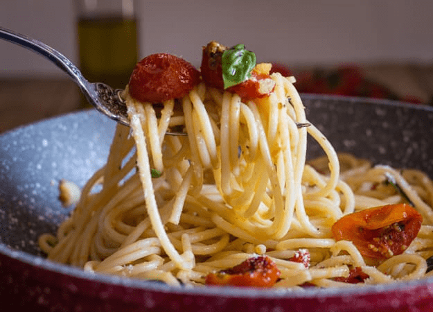 Oven Dried Parmesan Tomato Spaghetti