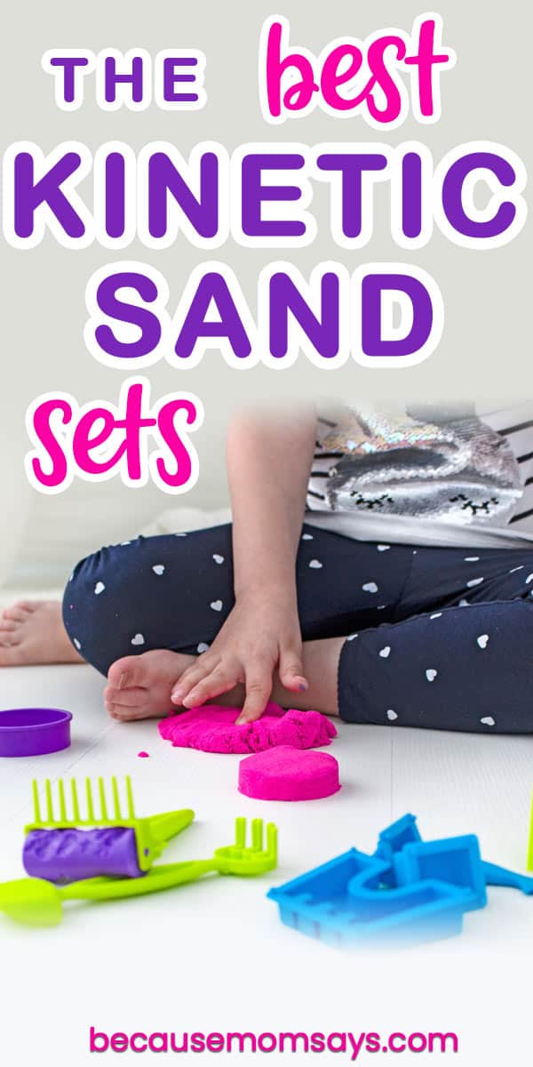 Child playing with kinetic sand sets