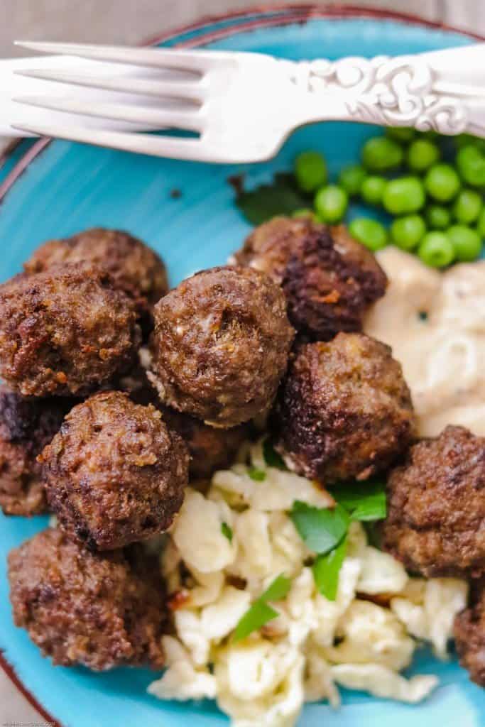 These Swedish Meatballs with homemade Spaetzle are the perfect dinner for anyone who loves comfort food. This is an easy take on a classic and you won't believe how much it's requested! #meatballs #swedishmeatballs #germanspaetzle