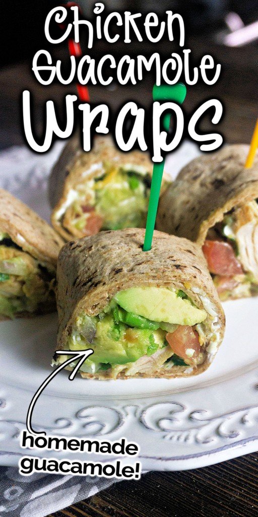 These Chicken Guacamole Pinwheels are the simple lunch or dinner option that you've been waiting for. Not only are they packed full of protein, but they also have some healthy fats thrown in there as well. This easy recipe is one that the kids will love too so don't forget to share it with them! #easyrecipes #guacamole #chicken  #chickenwraps #fiestachicken