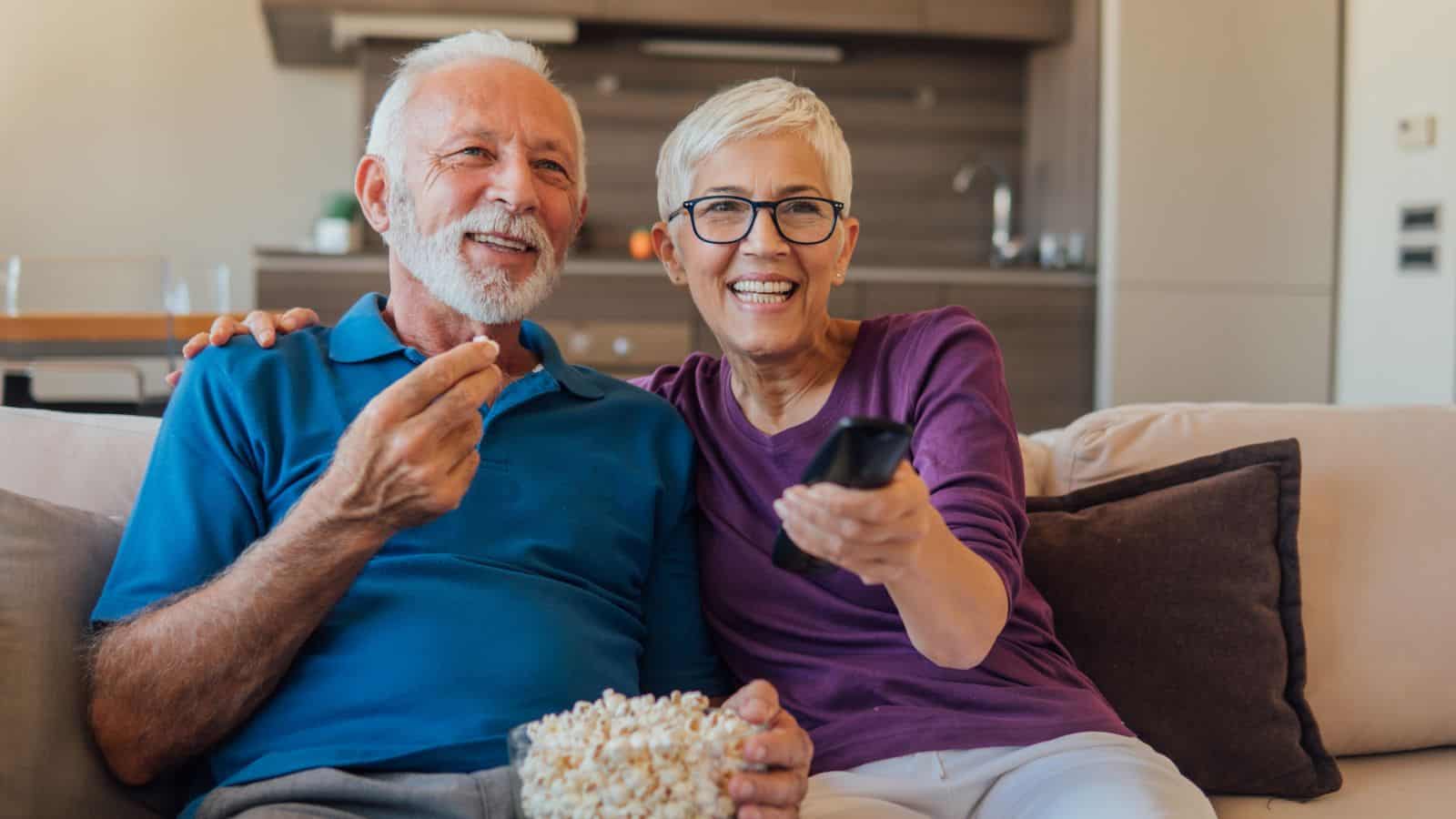 Elderly Couple Watching TV