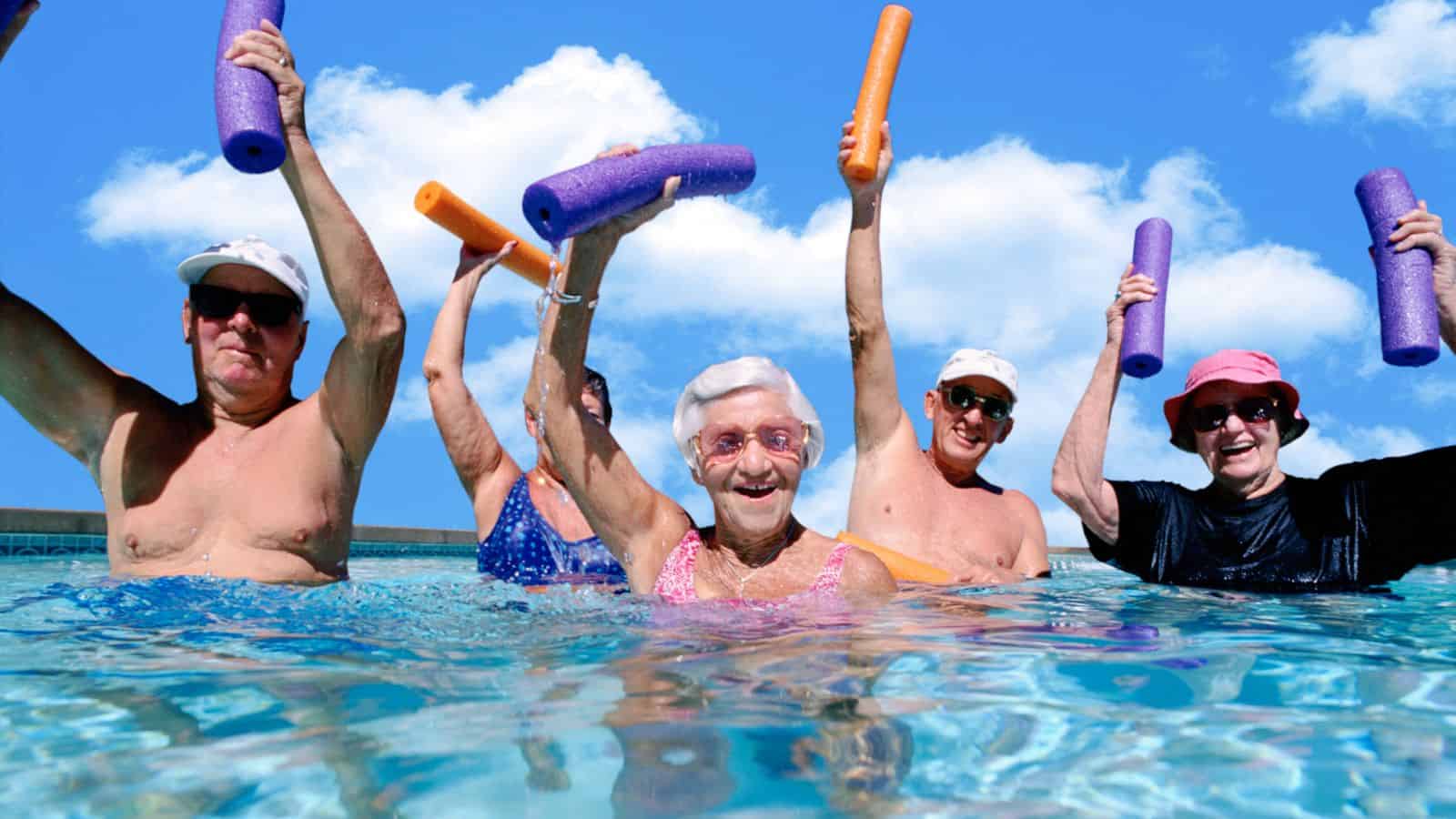 Elderly People Swimming