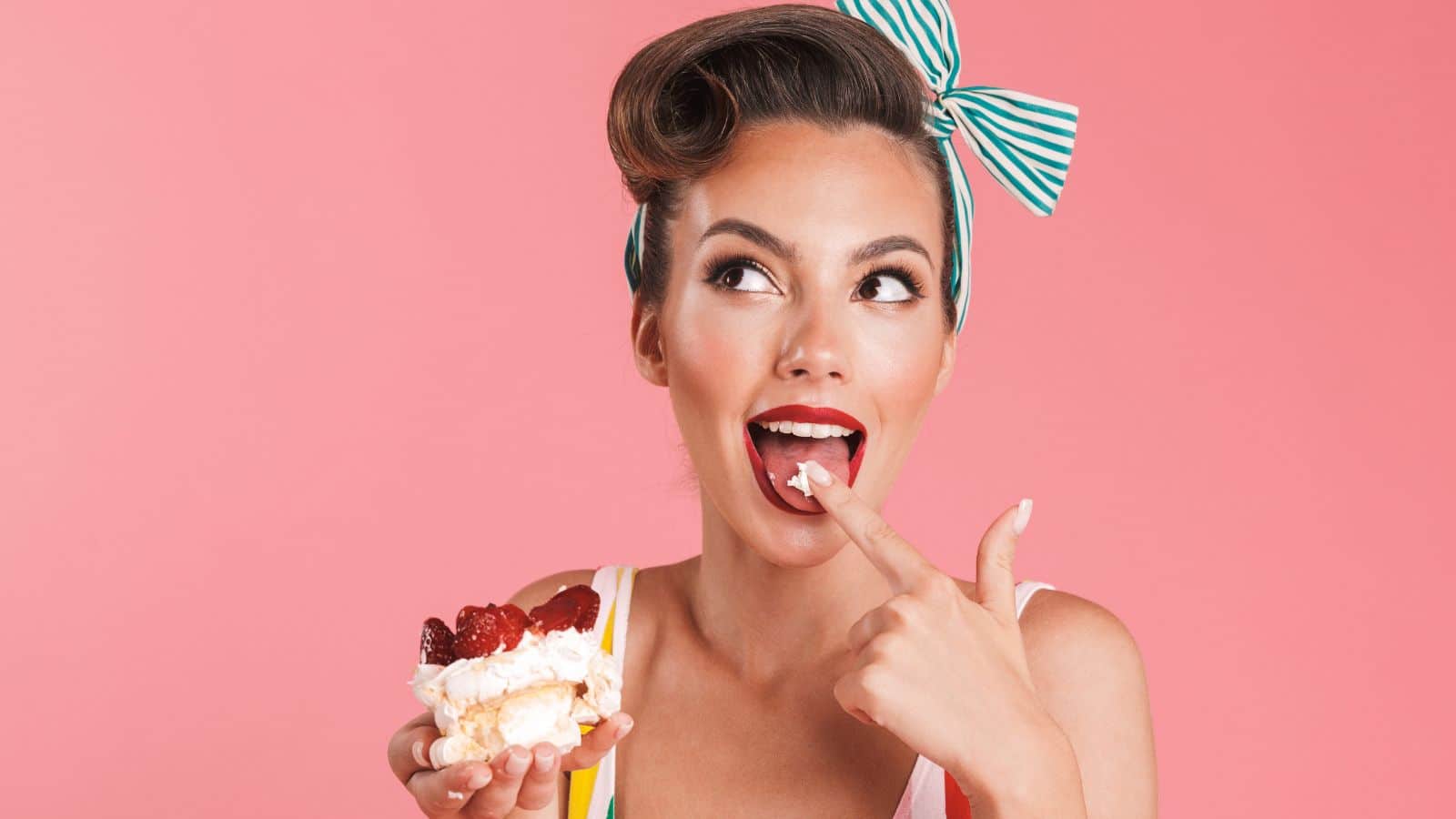 woman eating cake