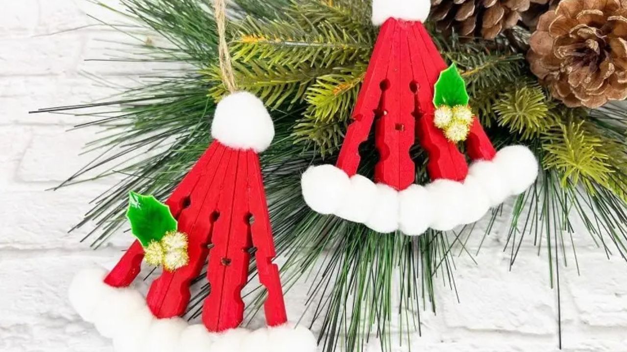 Dollar Tree Christmas DIY Clothespin Santa Hat