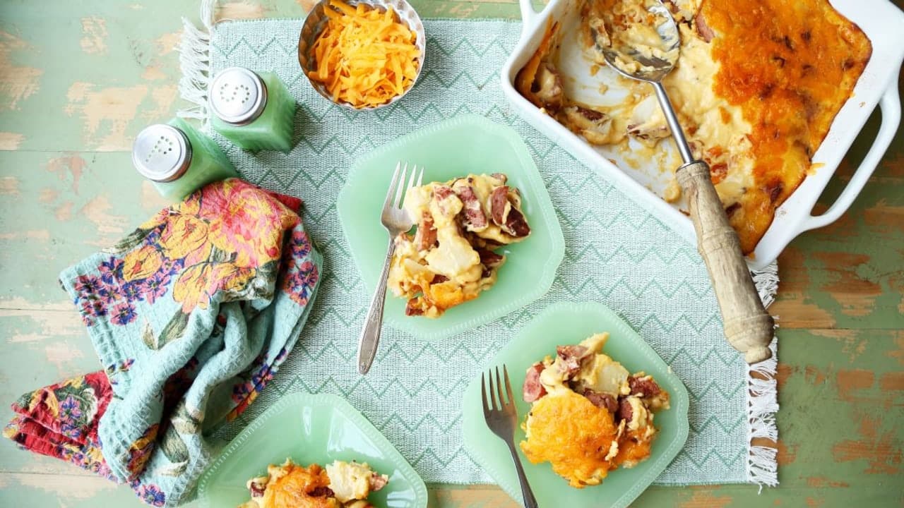 Jolean's Cheese Potato & Smoked Sausage Casserole