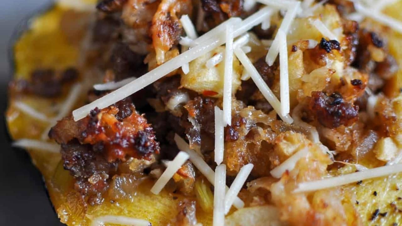Sausage and Apple Stuffed Acorn Squash