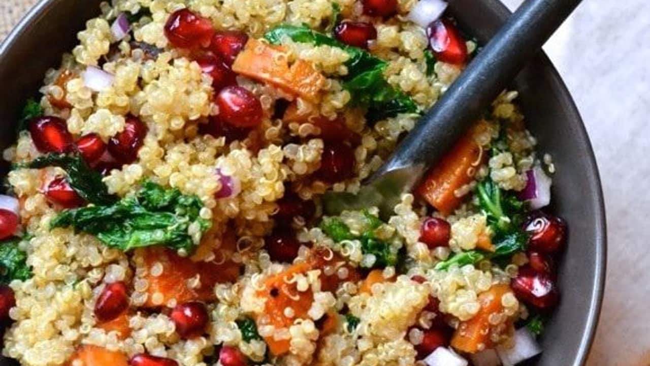 Warm Quinoa, Sweet Potato and Kale Salad